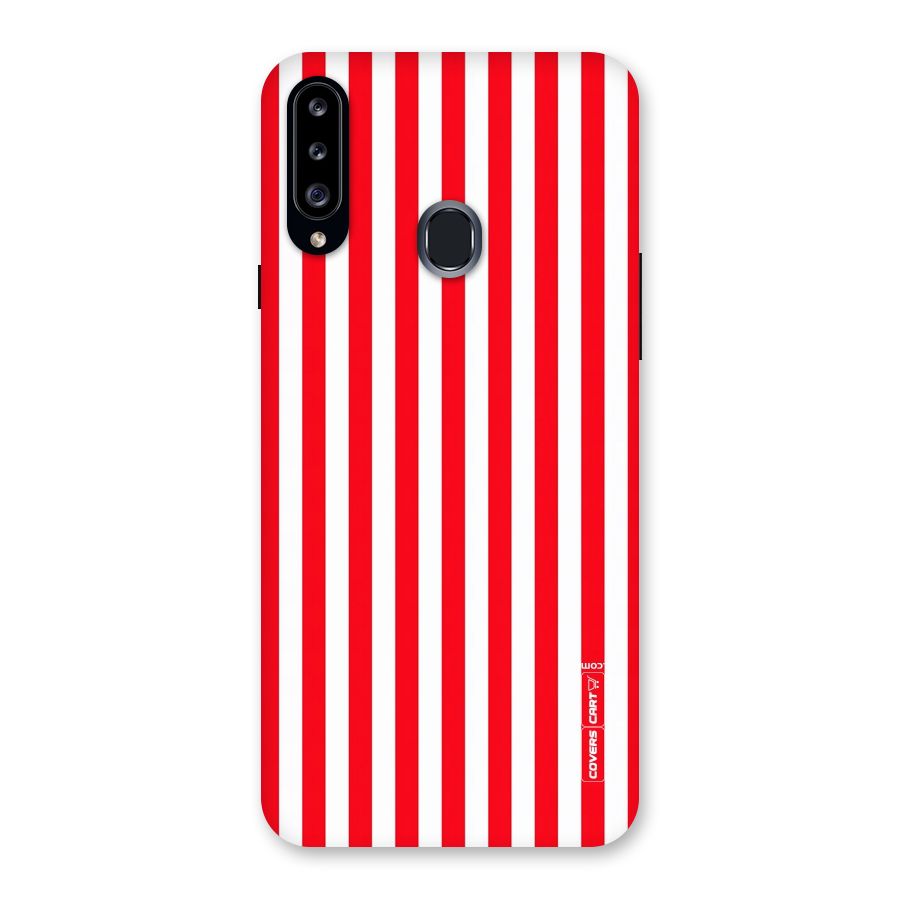 Red And White Straight Stripes Back Case for Samsung Galaxy A20s