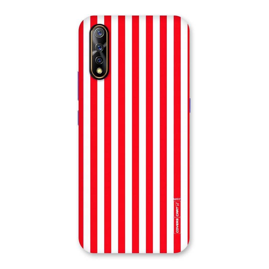Red And White Straight Stripes Back Case for Vivo S1