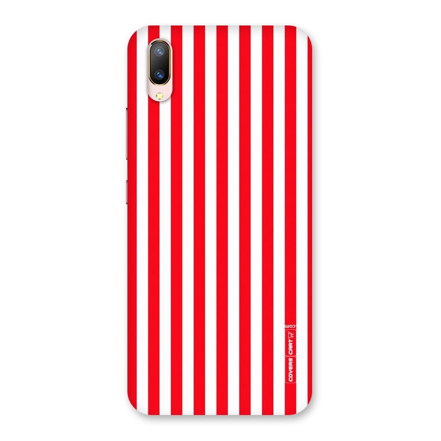 Red And White Straight Stripes Back Case for Vivo V11 Pro