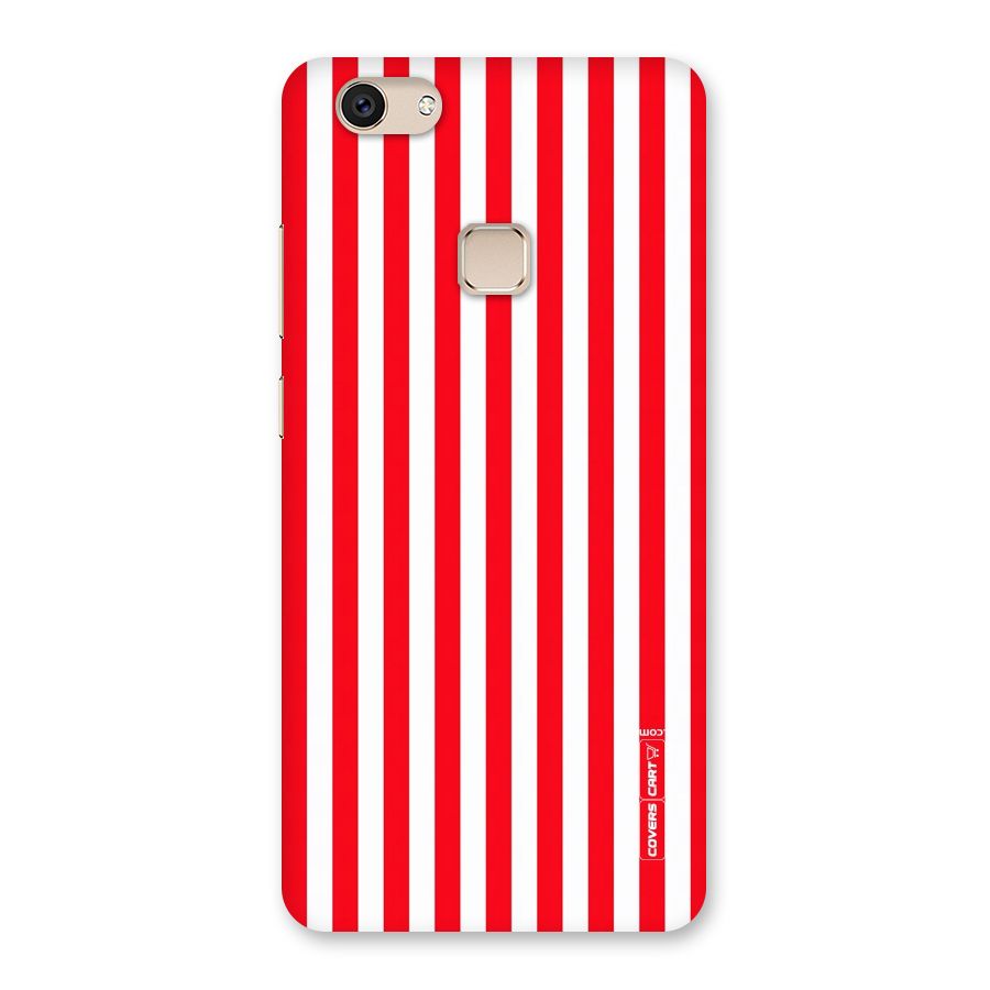Red And White Straight Stripes Back Case for Vivo V7