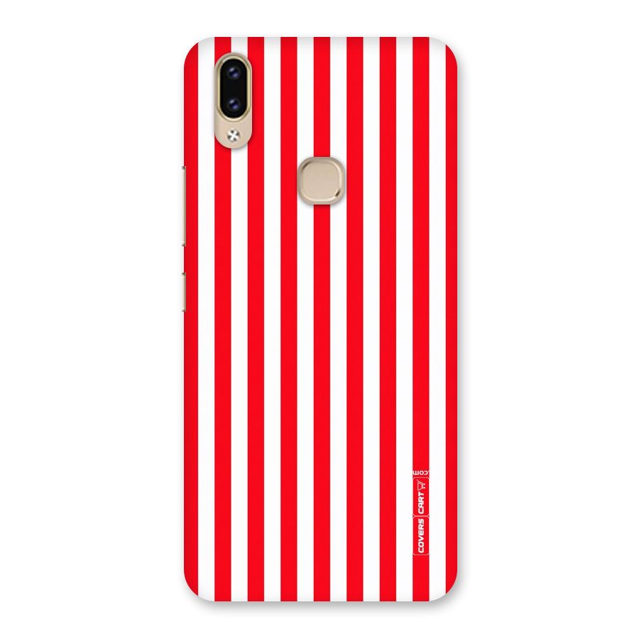 Red And White Straight Stripes Back Case for Vivo V9 Youth
