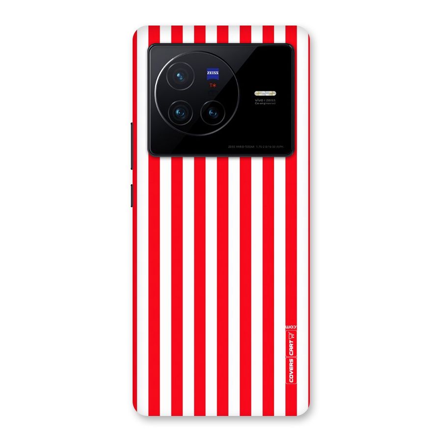 Red And White Straight Stripes Back Case for Vivo X80