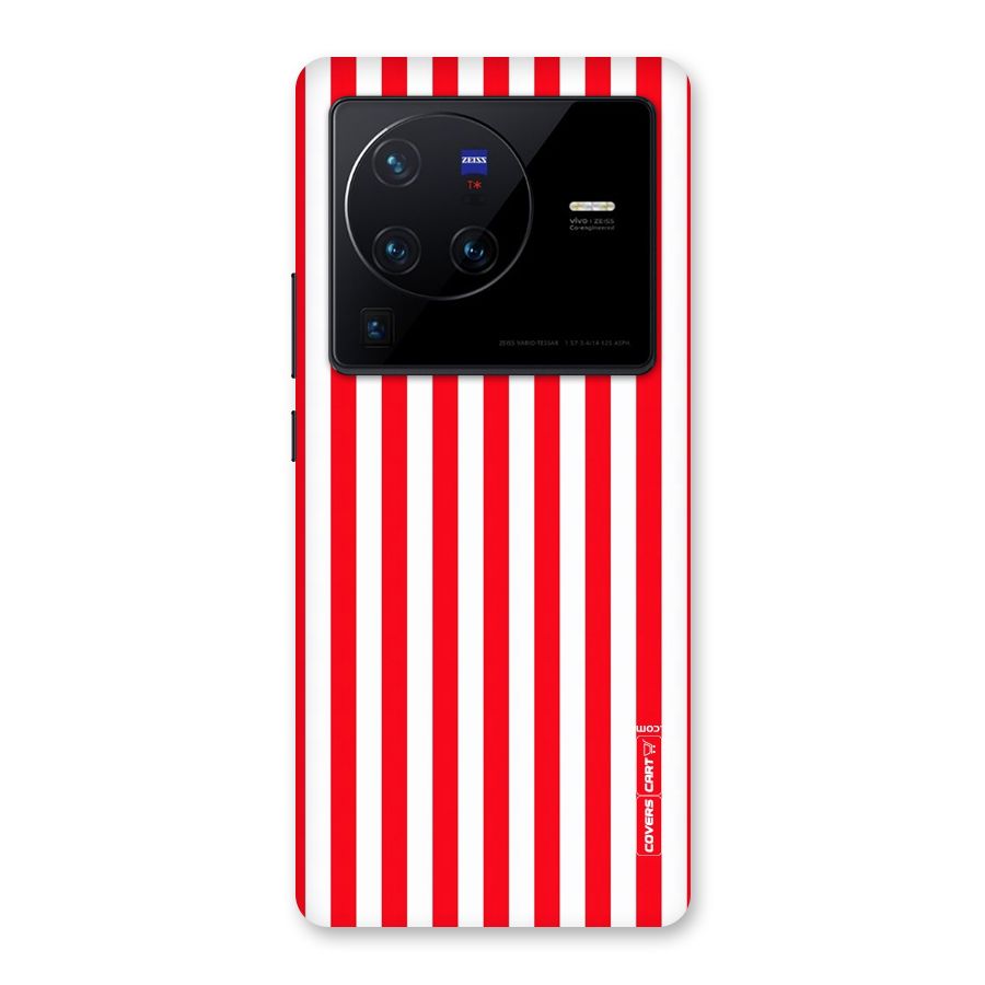 Red And White Straight Stripes Back Case for Vivo X80 Pro