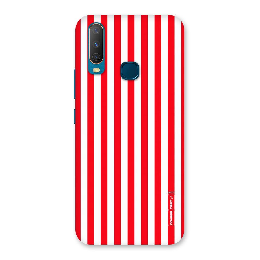 Red And White Straight Stripes Back Case for Vivo Y17