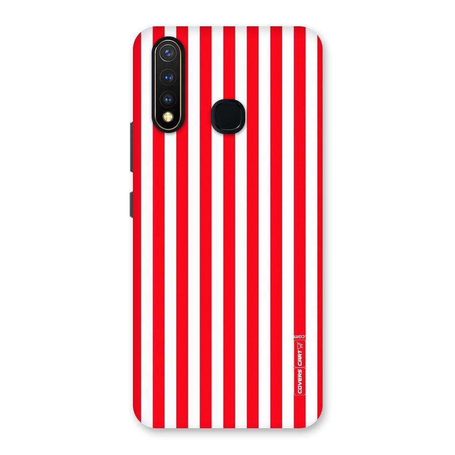 Red And White Straight Stripes Back Case for Vivo Y19