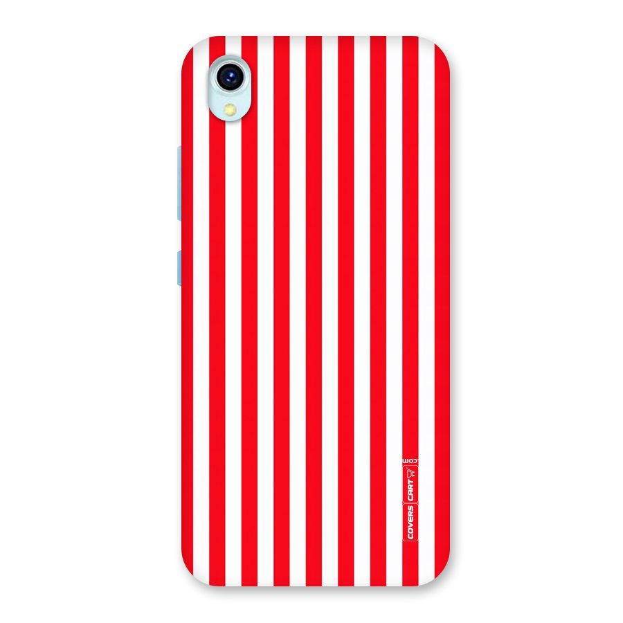 Red And White Straight Stripes Back Case for Vivo Y1s