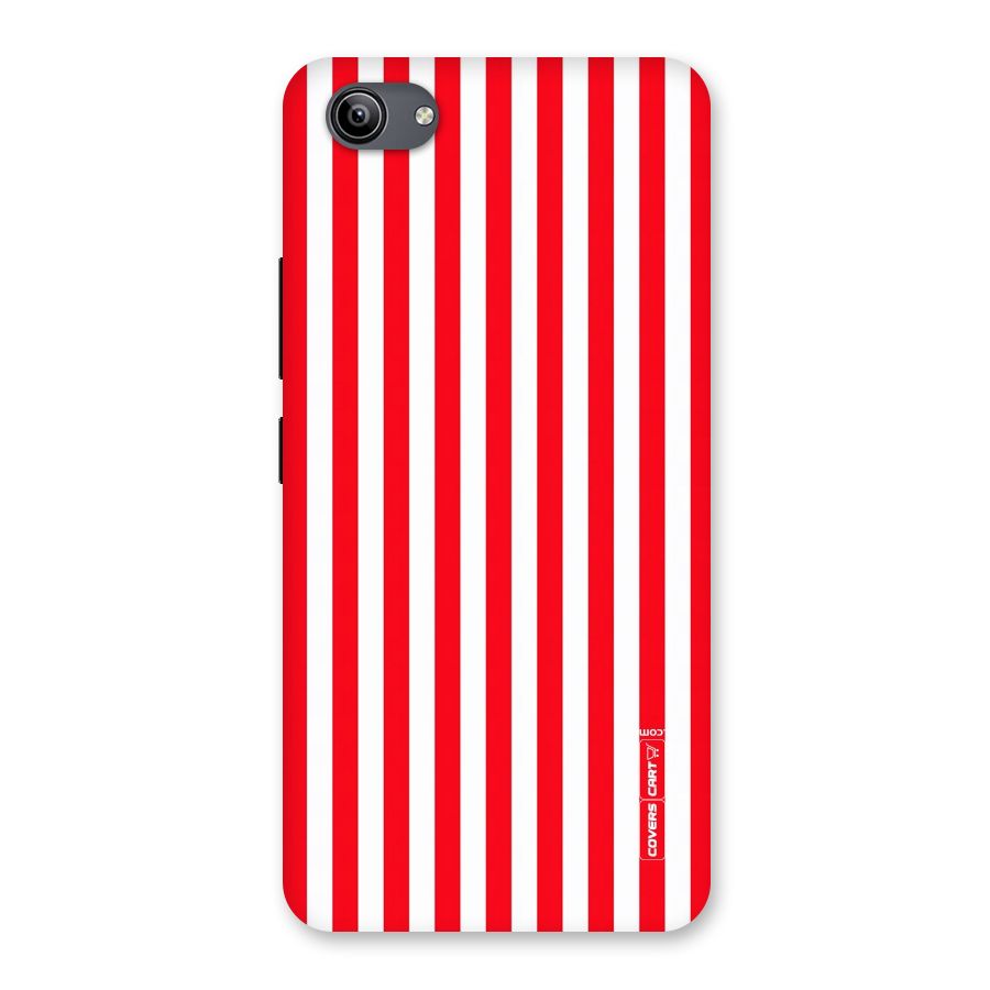 Red And White Straight Stripes Back Case for Vivo Y81i