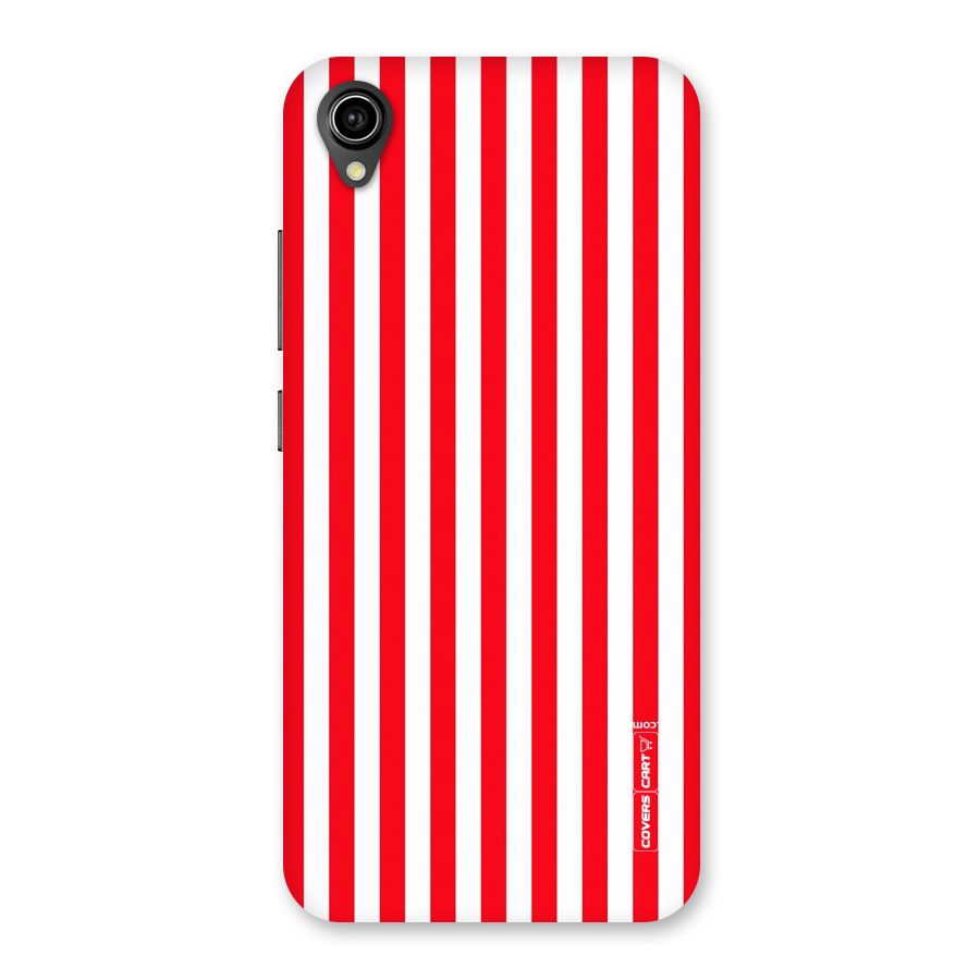 Red And White Straight Stripes Back Case for Vivo Y90