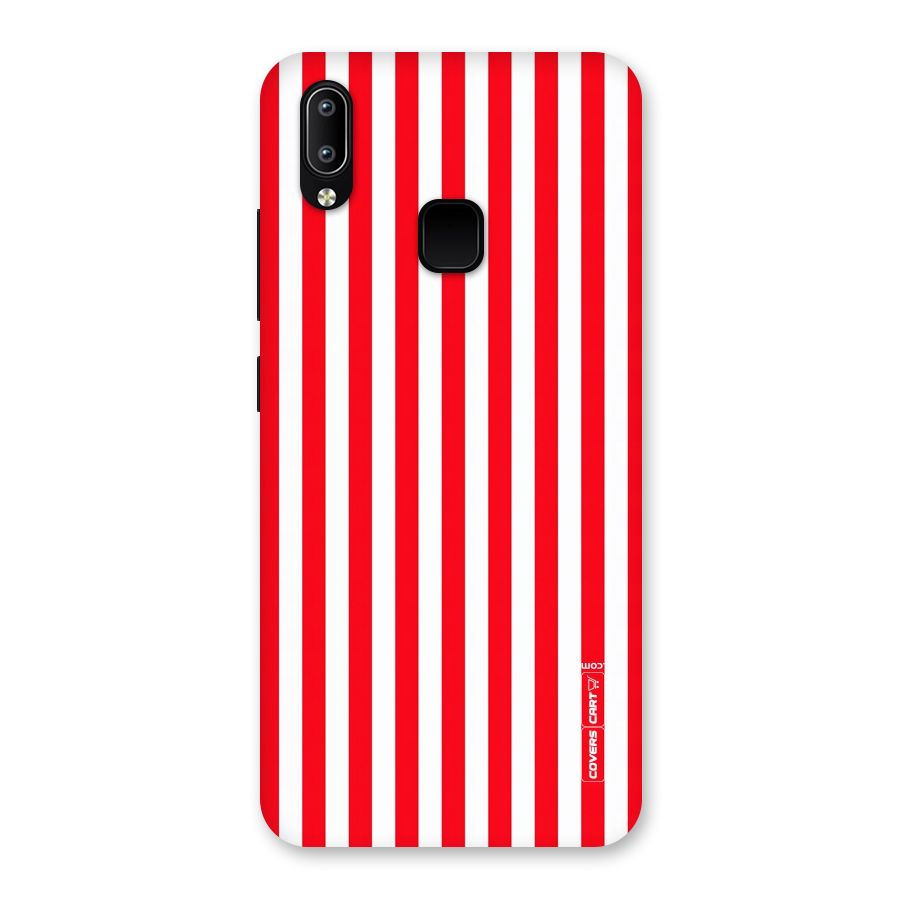 Red And White Straight Stripes Back Case for Vivo Y93