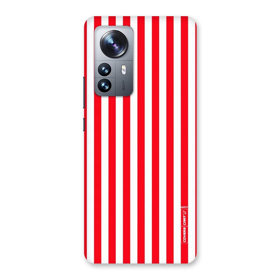 Red And White Straight Stripes Back Case for Xiaomi 12 Pro