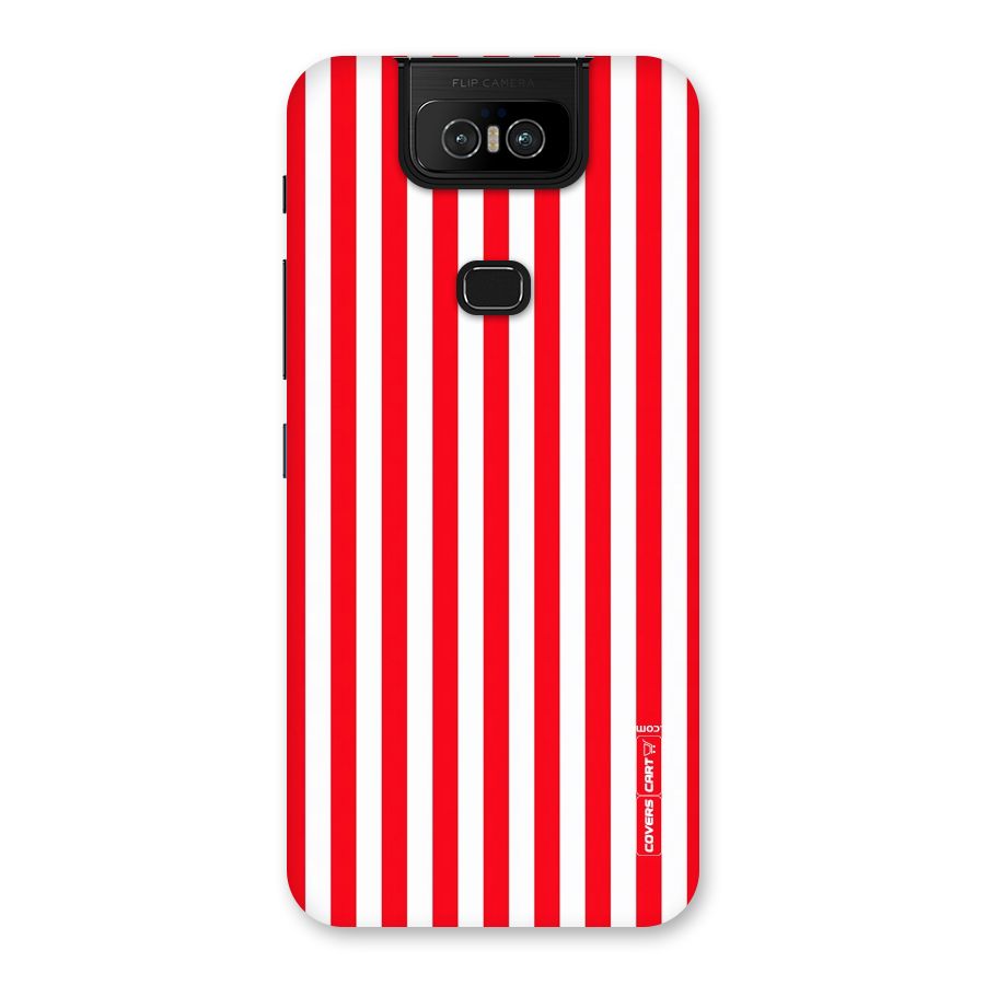 Red And White Straight Stripes Back Case for Zenfone 6z