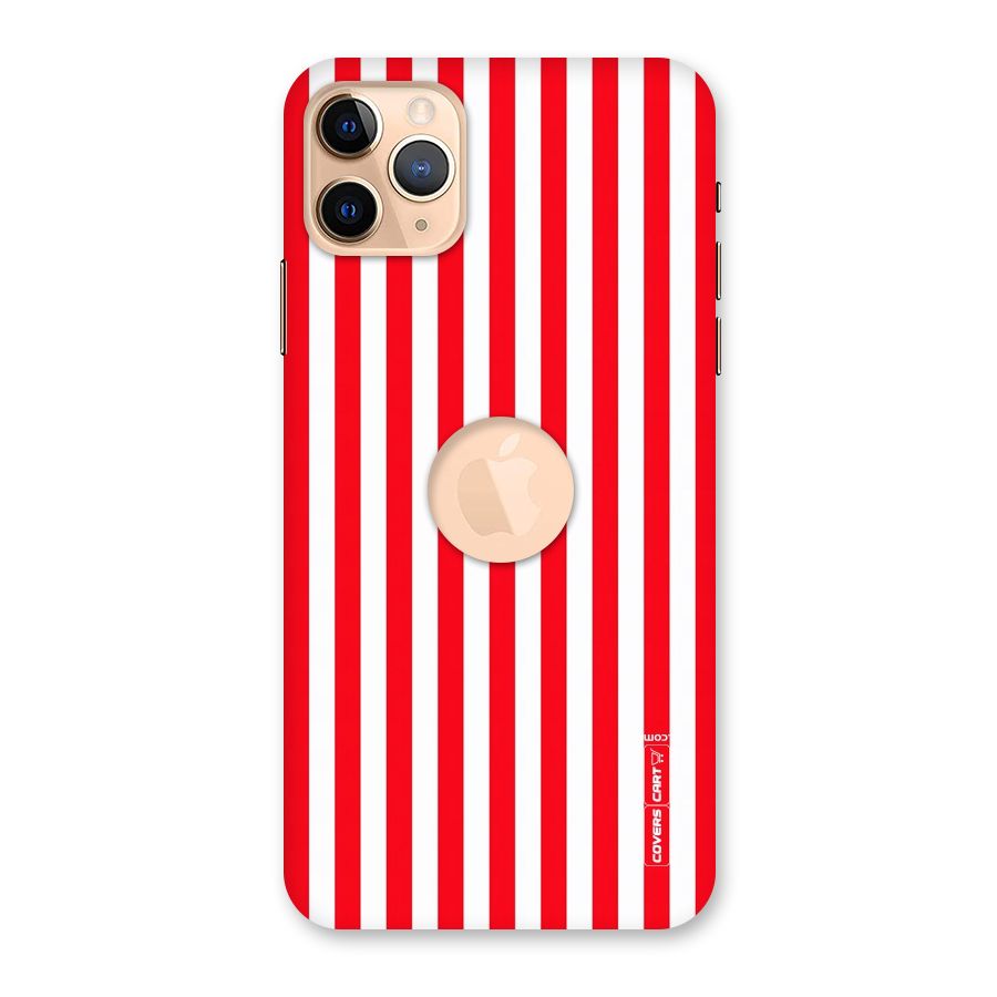 Red And White Straight Stripes Back Case for iPhone 11 Pro Max Logo Cut