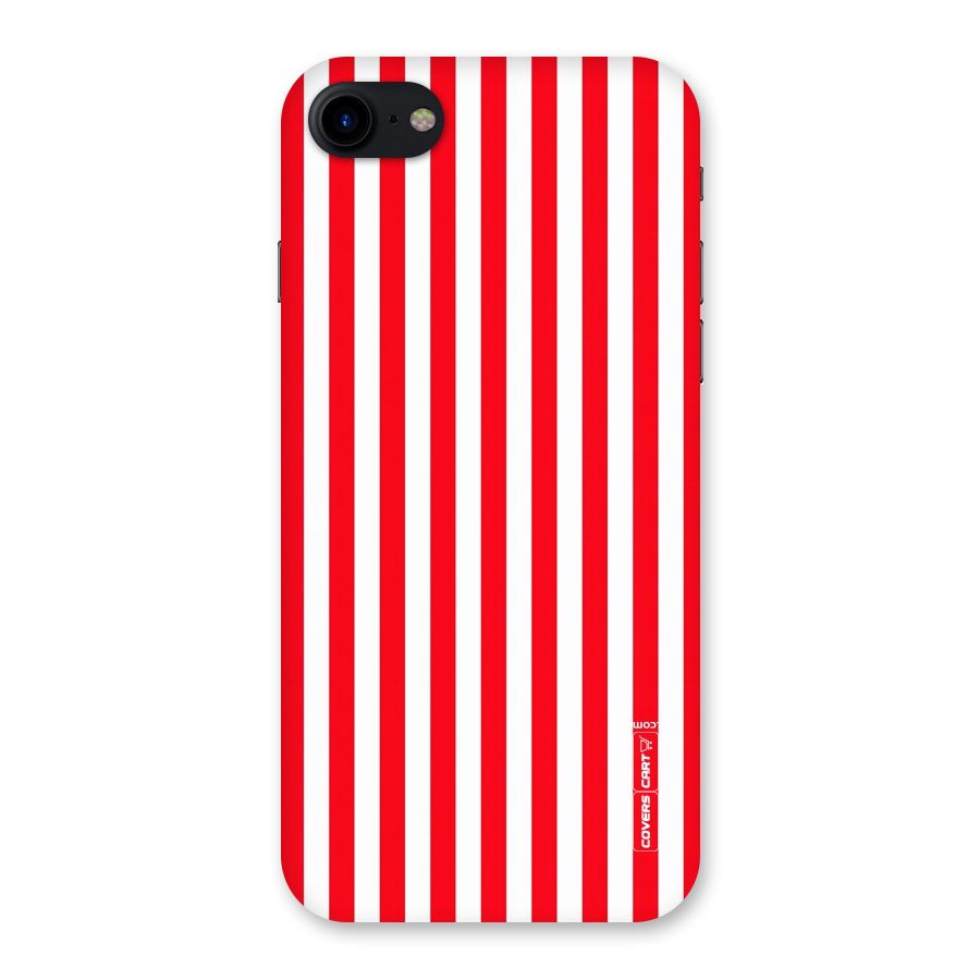 Red And White Straight Stripes Back Case for iPhone SE 2020