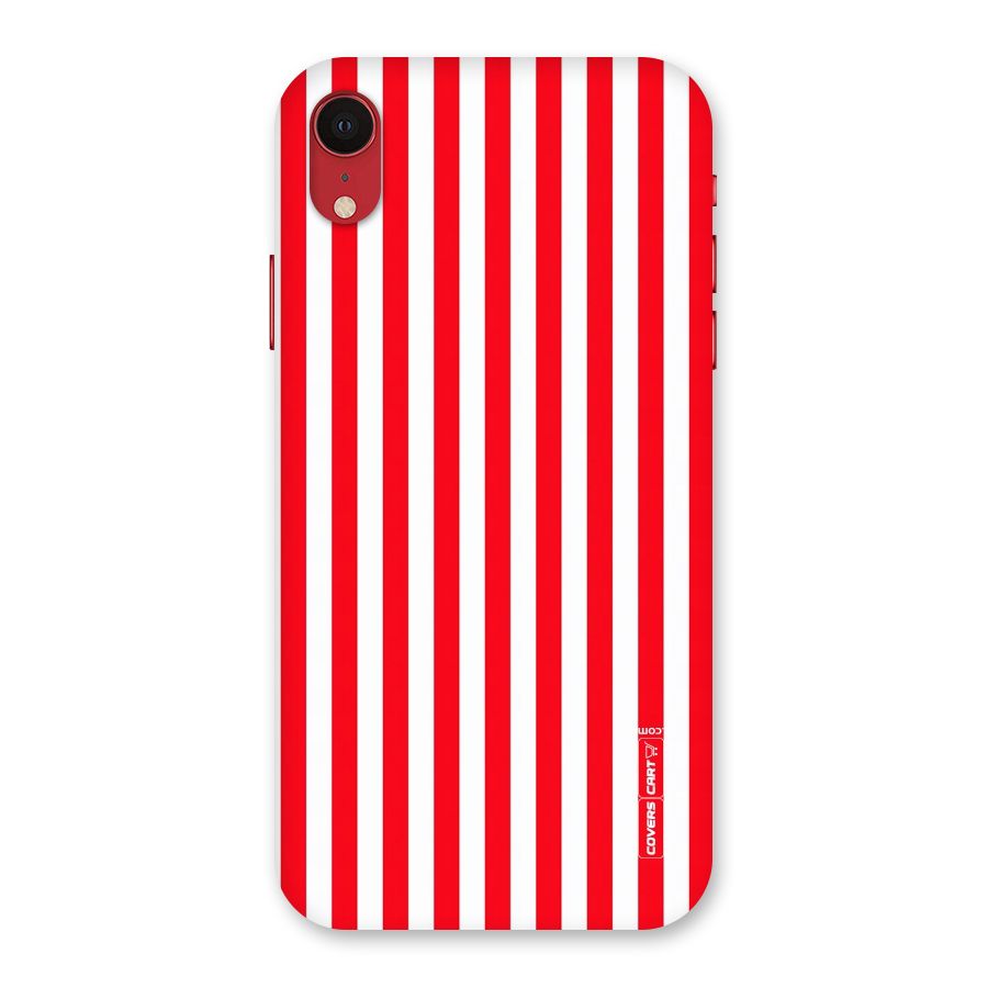 Red And White Straight Stripes Back Case for iPhone XR