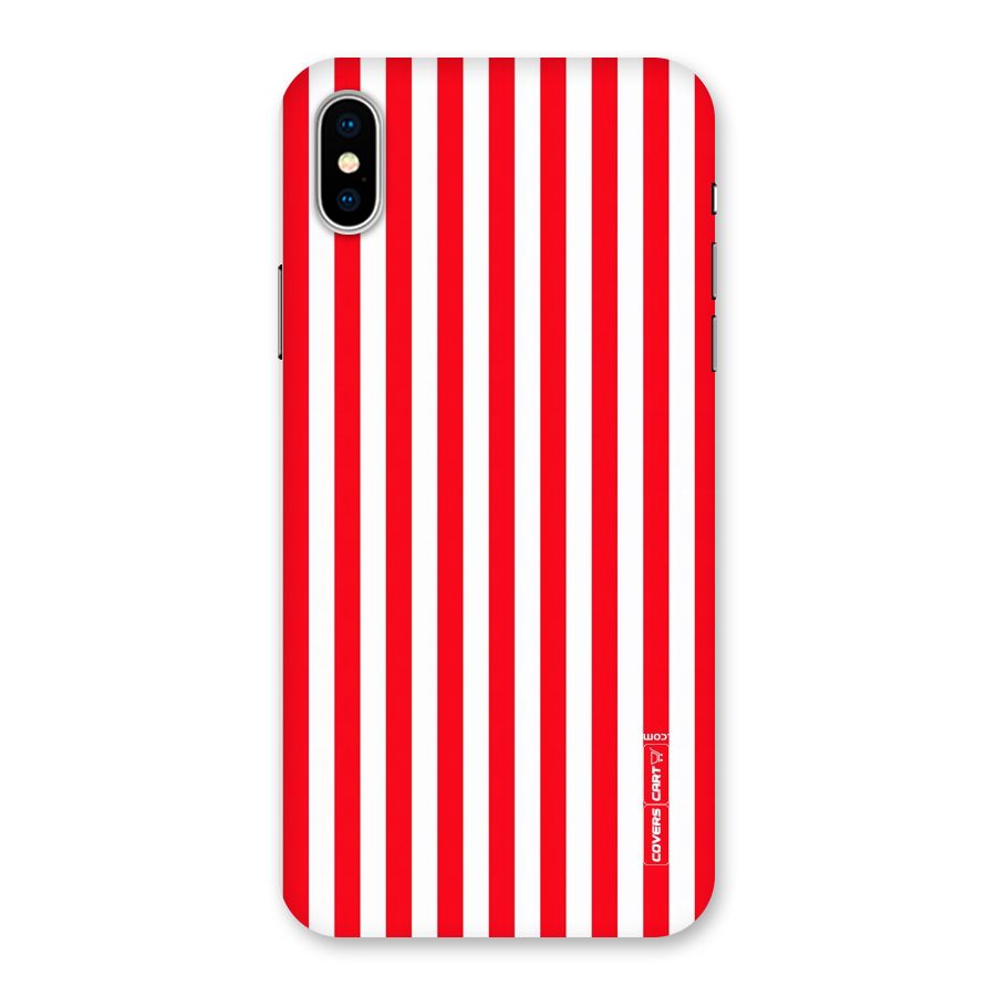 Red And White Straight Stripes Back Case for iPhone XS