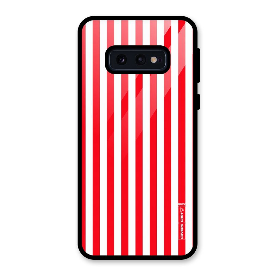 Red And White Straight Stripes Glass Back Case for Galaxy S10e