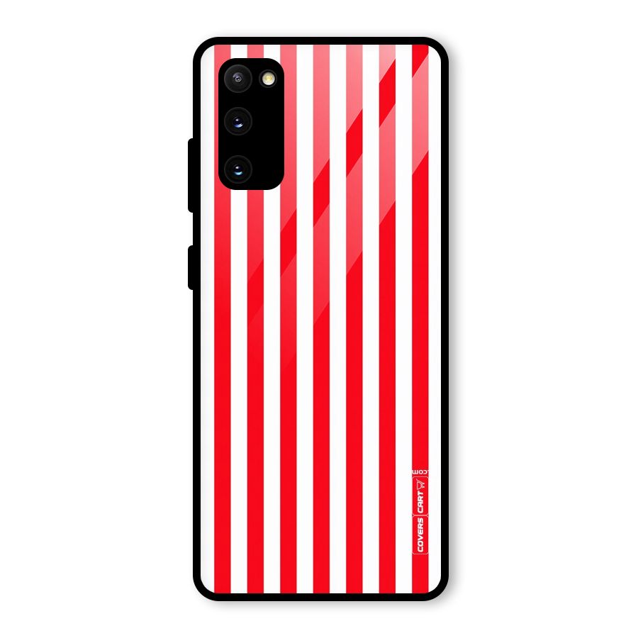 Red And White Straight Stripes Glass Back Case for Galaxy S20 FE 5G