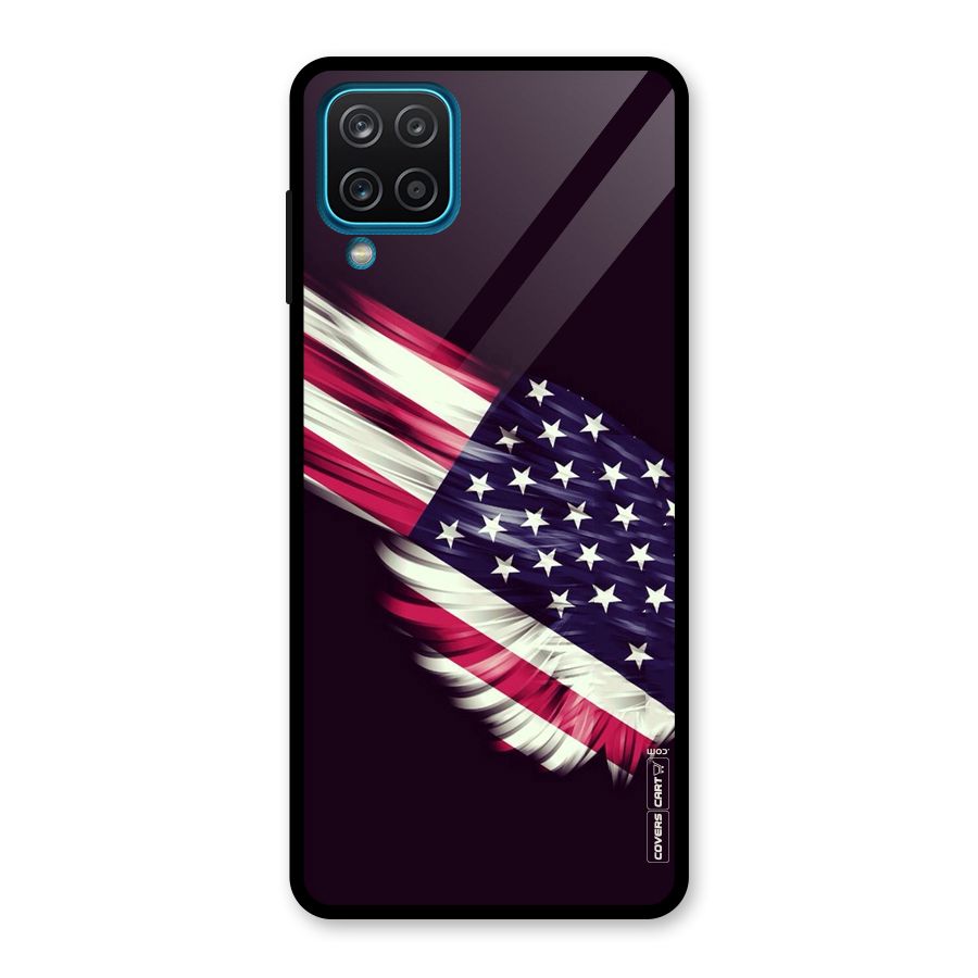 Red And White Stripes Stars Glass Back Case for Galaxy A12
