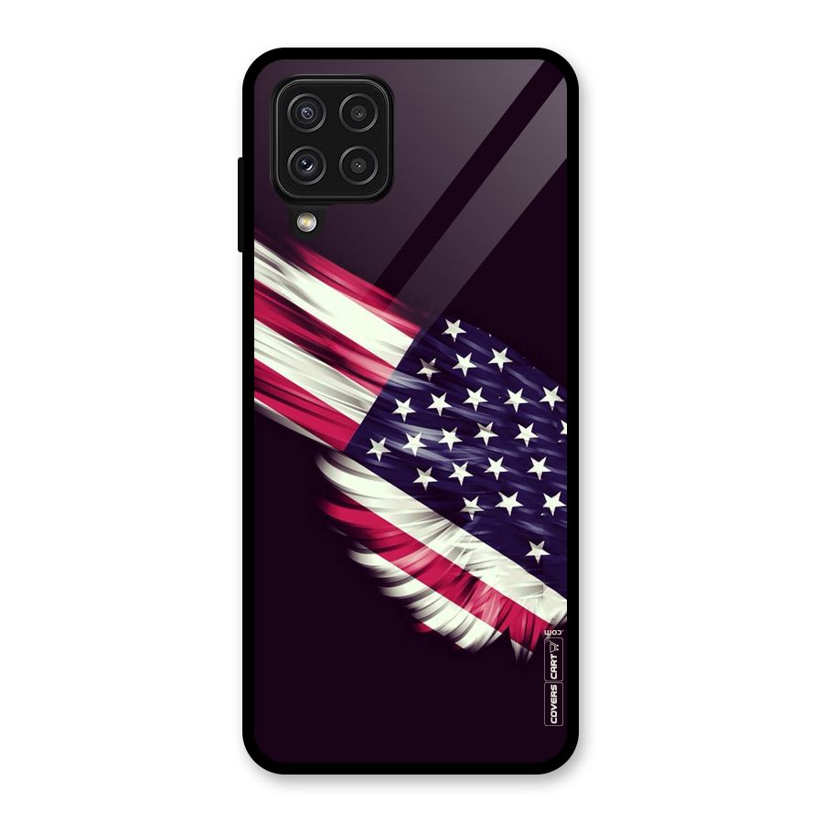 Red And White Stripes Stars Glass Back Case for Galaxy A22 4G