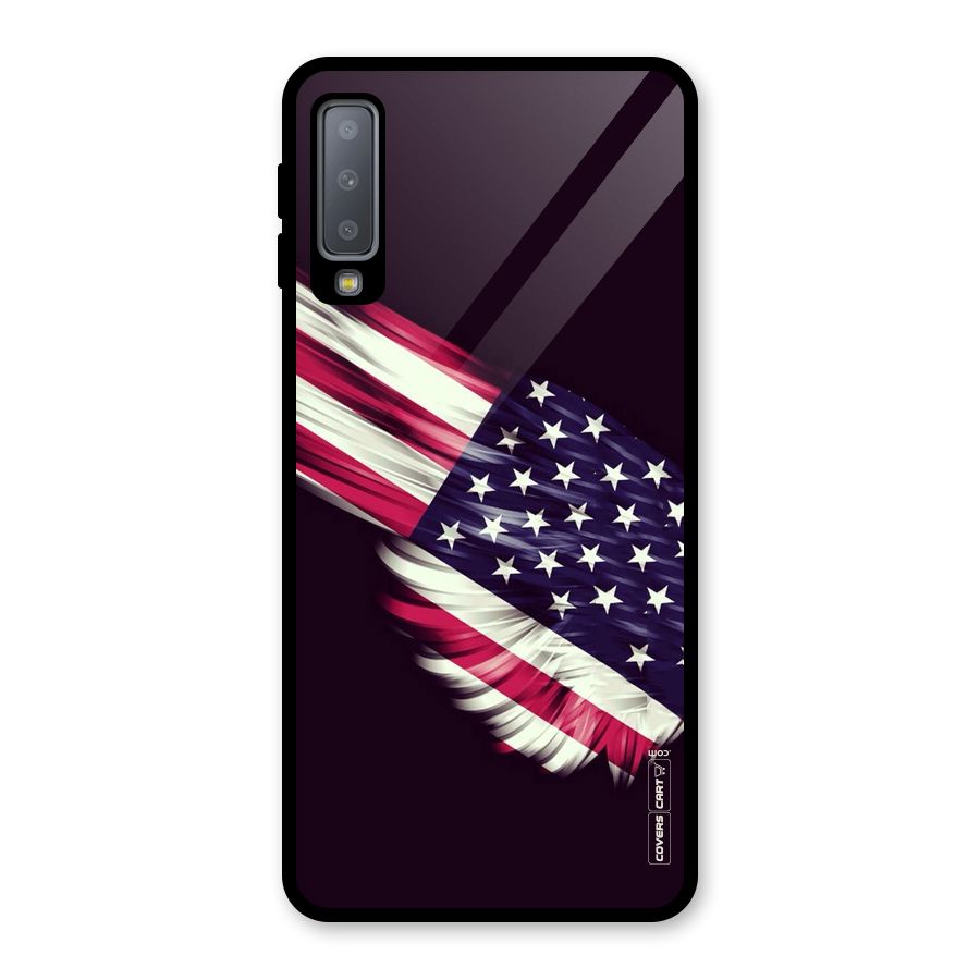 Red And White Stripes Stars Glass Back Case for Galaxy A7 (2018)
