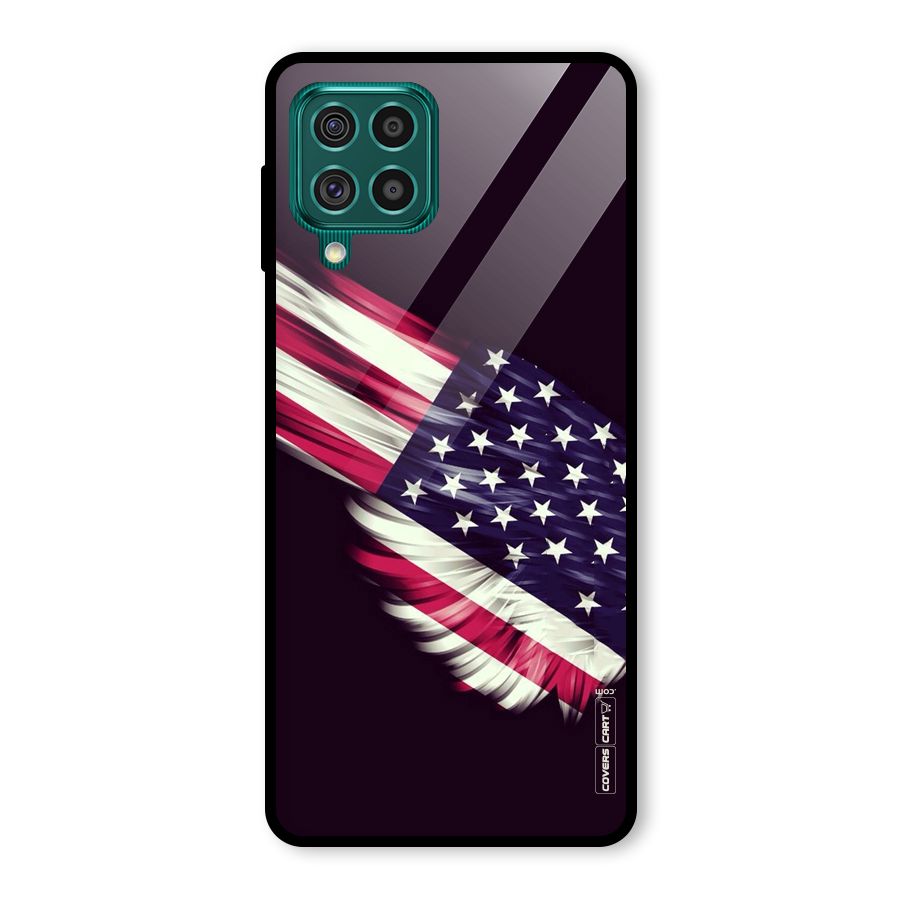 Red And White Stripes Stars Glass Back Case for Galaxy F62