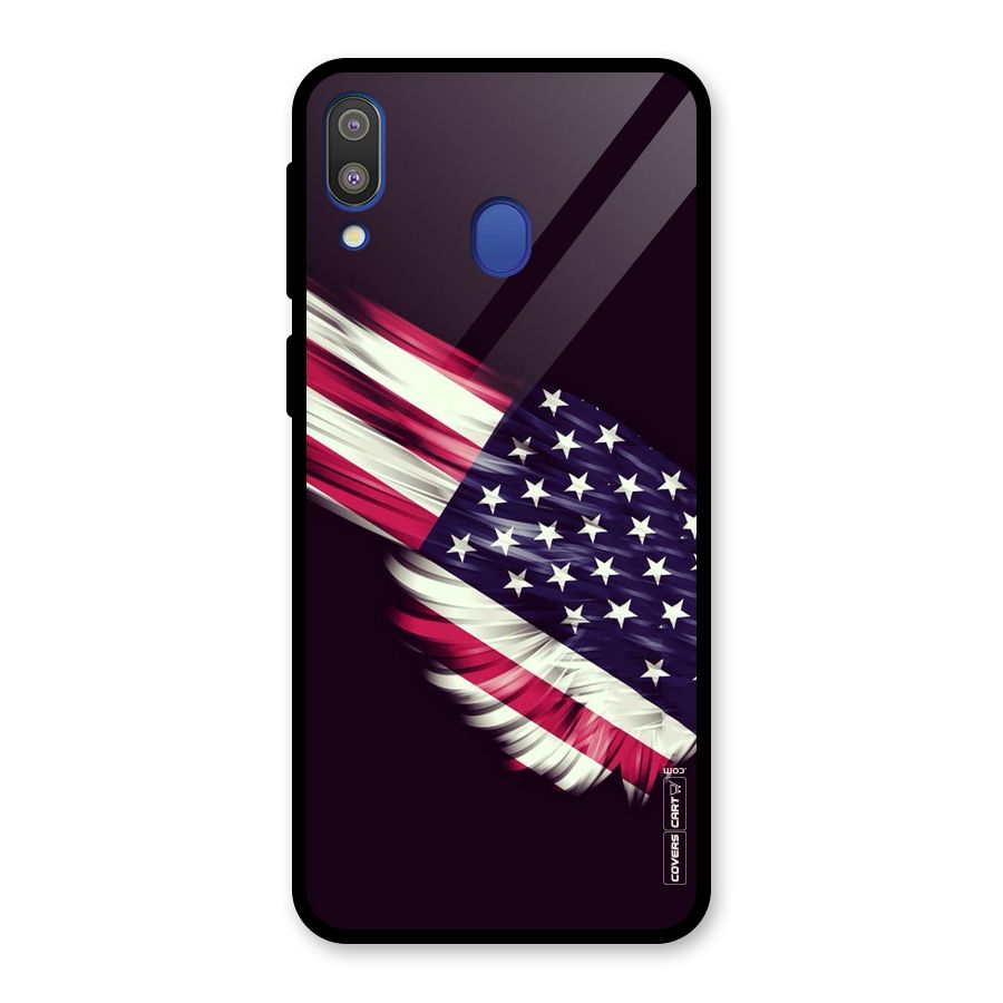 Red And White Stripes Stars Glass Back Case for Galaxy M20