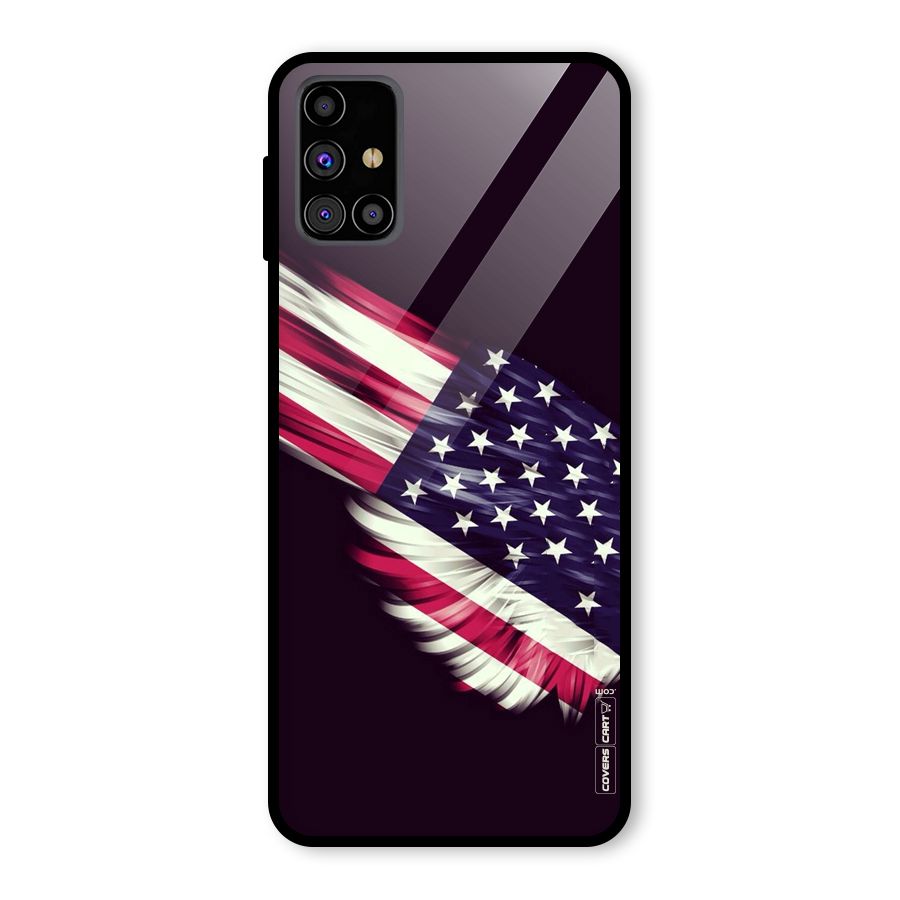 Red And White Stripes Stars Glass Back Case for Galaxy M31s