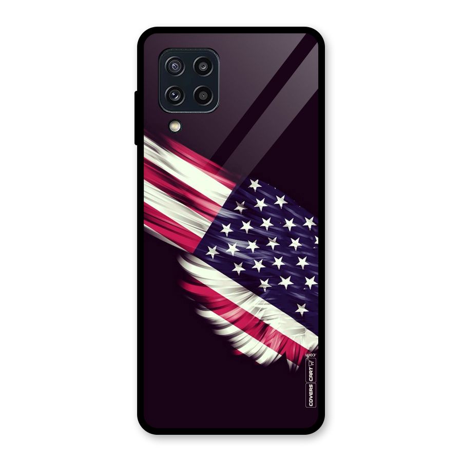 Red And White Stripes Stars Glass Back Case for Galaxy M32