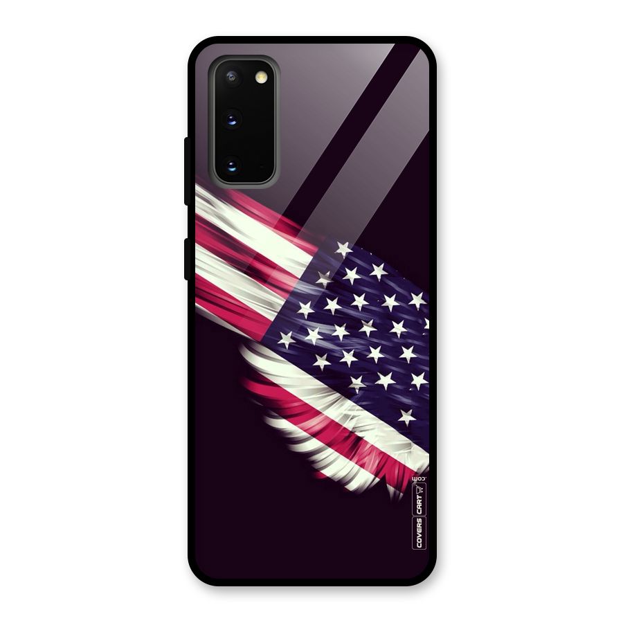 Red And White Stripes Stars Glass Back Case for Galaxy S20