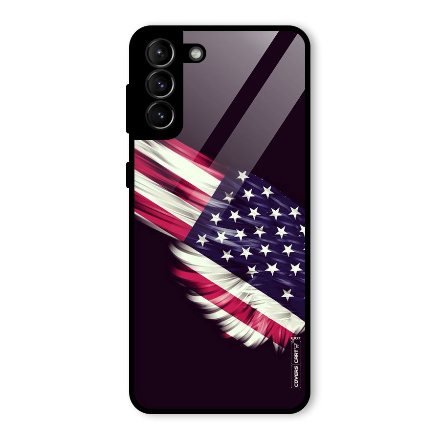 Red And White Stripes Stars Glass Back Case for Galaxy S21 Plus