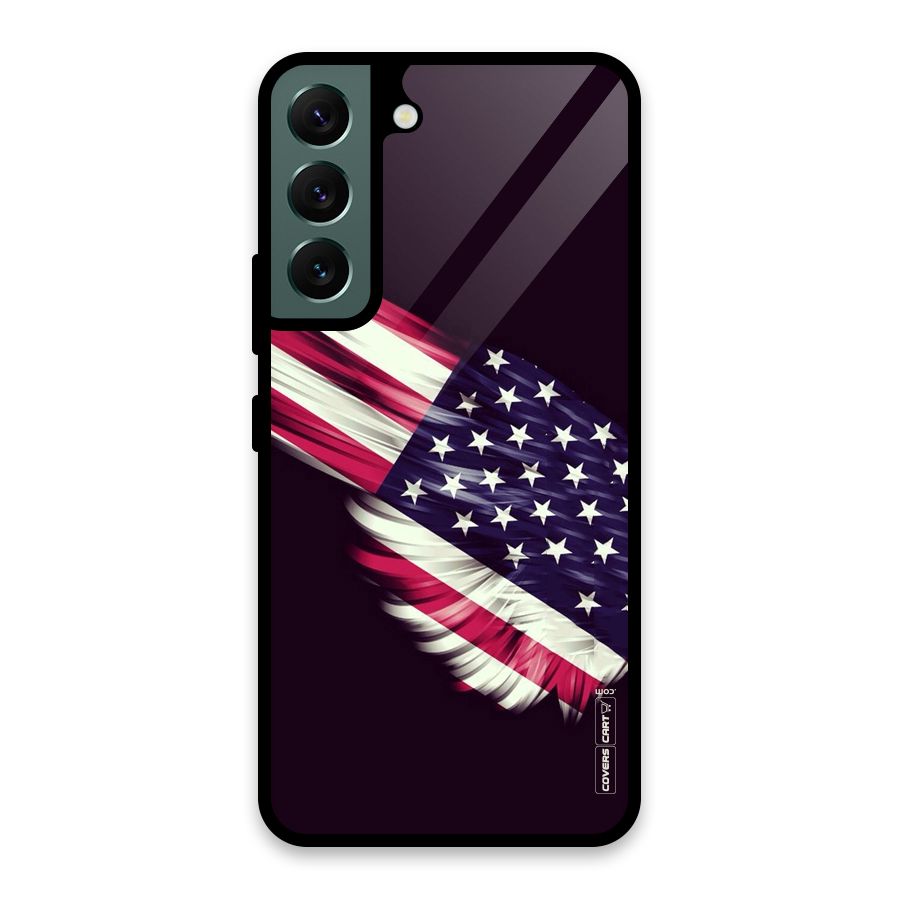 Red And White Stripes Stars Glass Back Case for Galaxy S22 5G