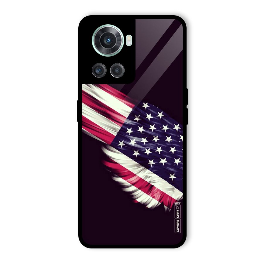 Red And White Stripes Stars Glass Back Case for OnePlus 10R