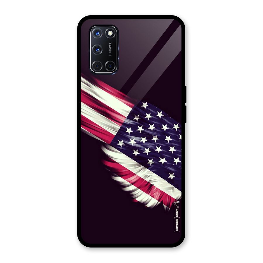 Red And White Stripes Stars Glass Back Case for Oppo A52