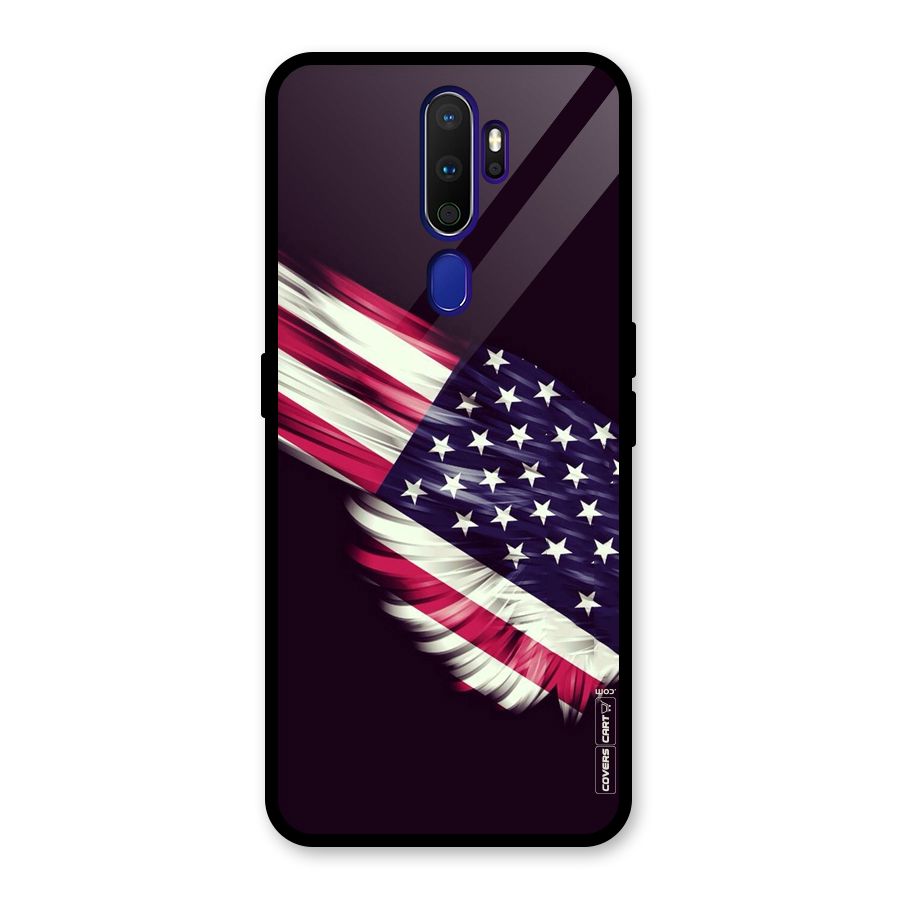 Red And White Stripes Stars Glass Back Case for Oppo A9 (2020)