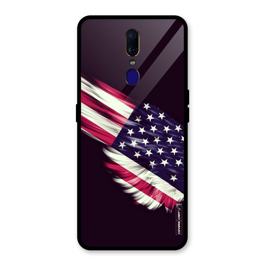 Red And White Stripes Stars Glass Back Case for Oppo F11