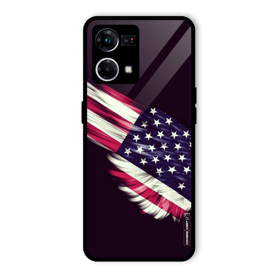 Red And White Stripes Stars Glass Back Case for Oppo F21 Pro 4G