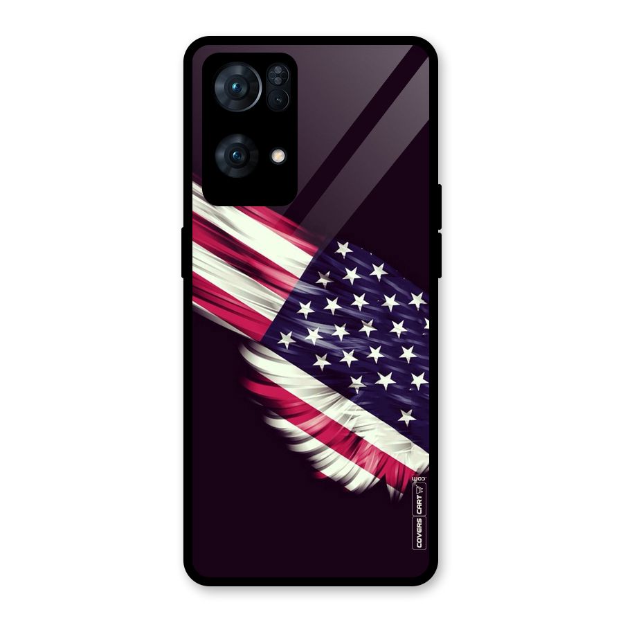 Red And White Stripes Stars Glass Back Case for Oppo Reno7 Pro 5G