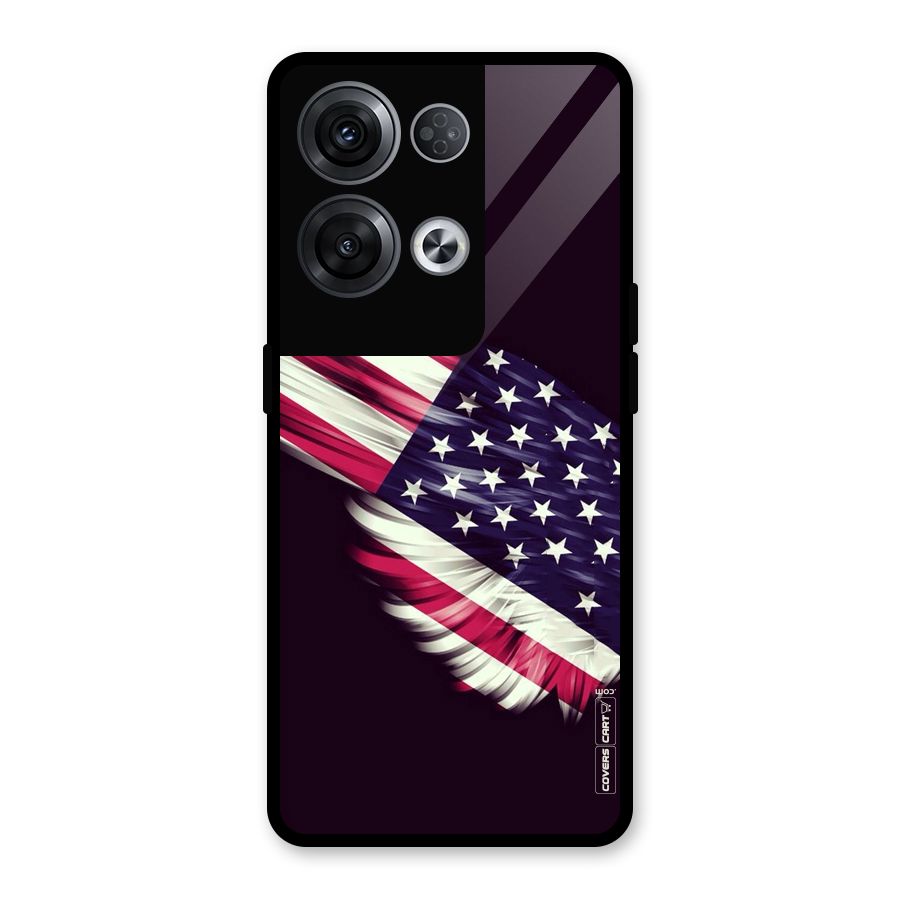 Red And White Stripes Stars Glass Back Case for Oppo Reno8 Pro 5G