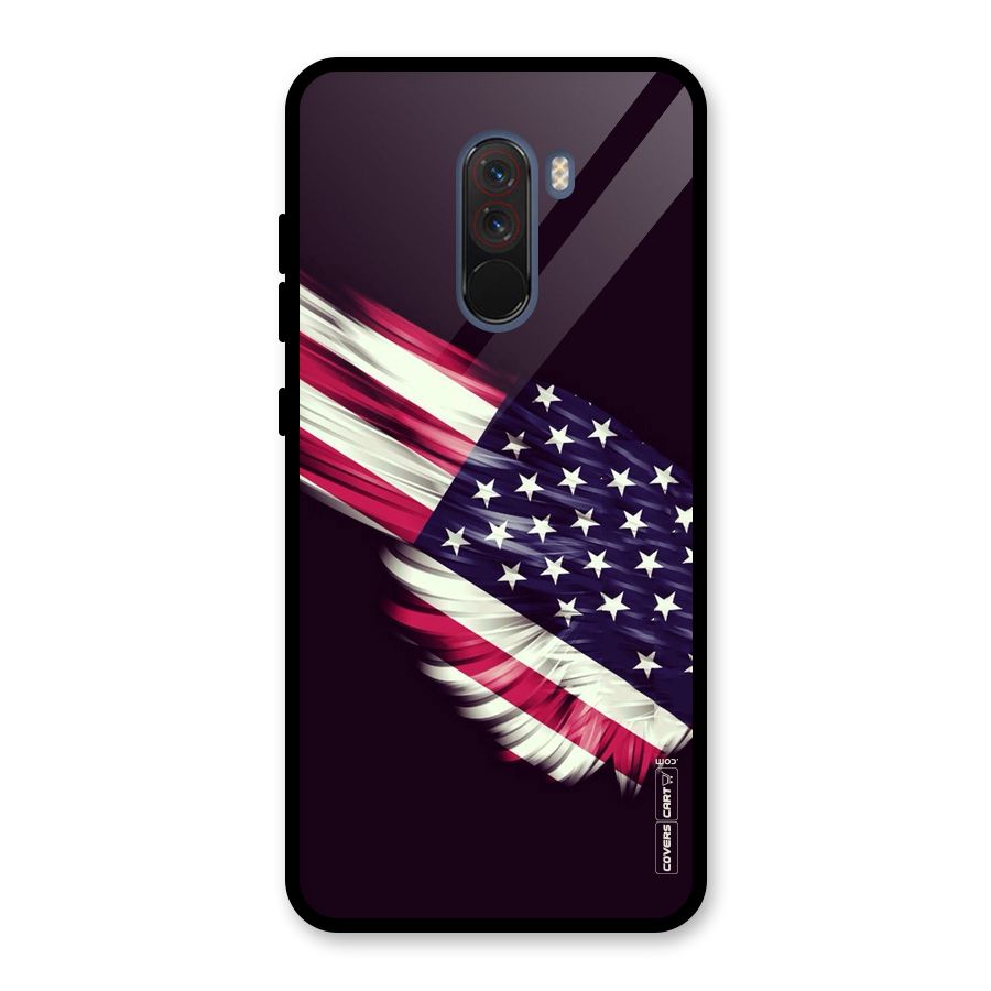 Red And White Stripes Stars Glass Back Case for Poco F1