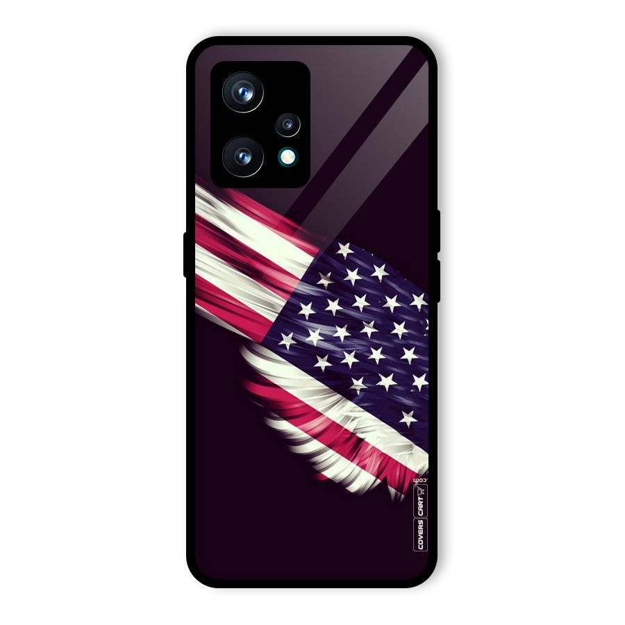 Red And White Stripes Stars Glass Back Case for Realme 9 Pro Plus 5G