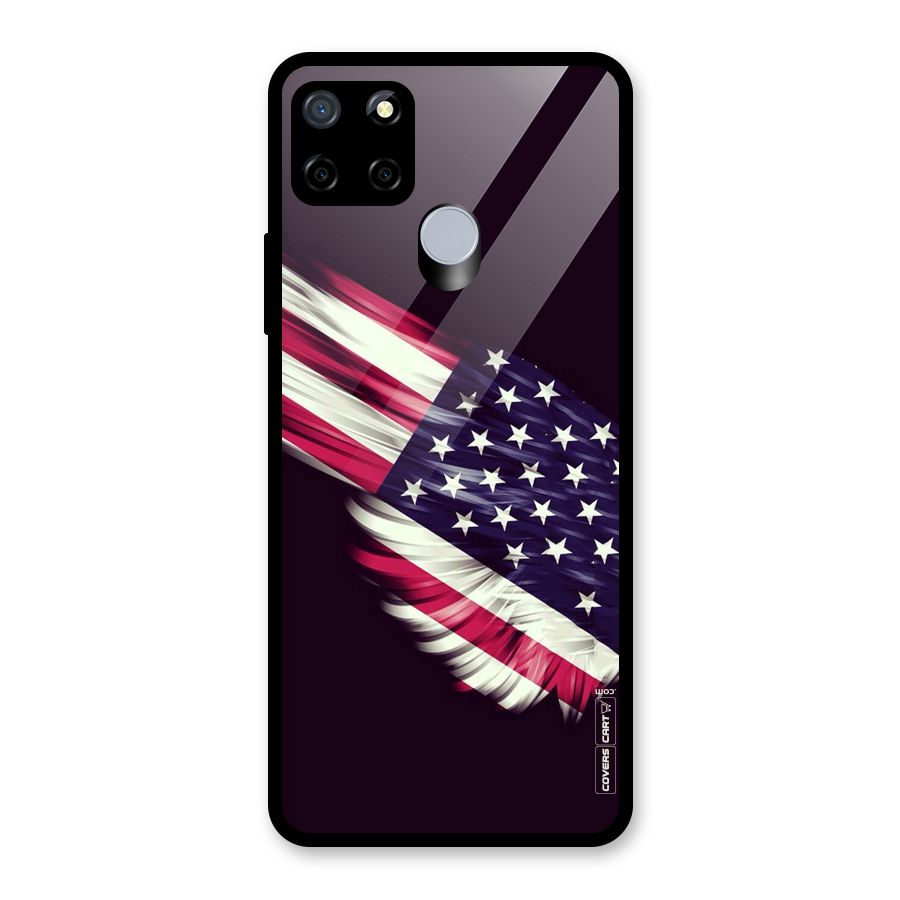 Red And White Stripes Stars Glass Back Case for Realme C15