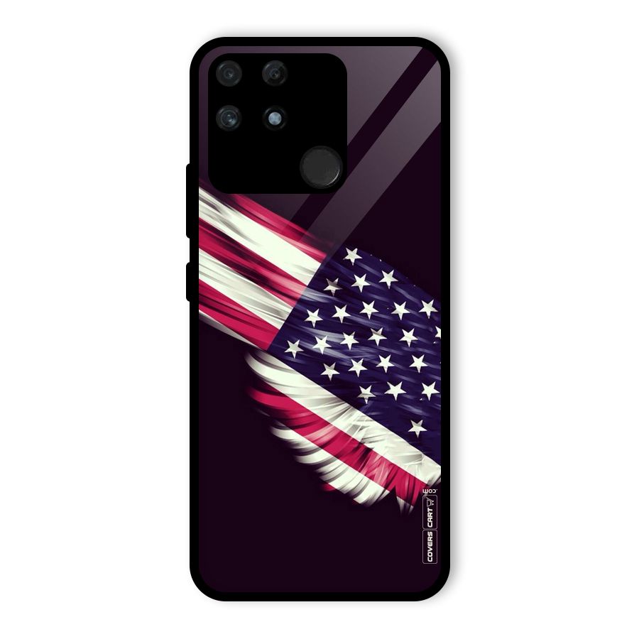 Red And White Stripes Stars Glass Back Case for Realme Narzo 50A