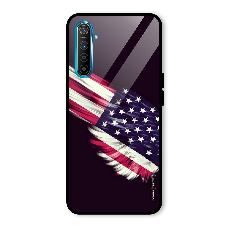 Red And White Stripes Stars Glass Back Case for Realme X2