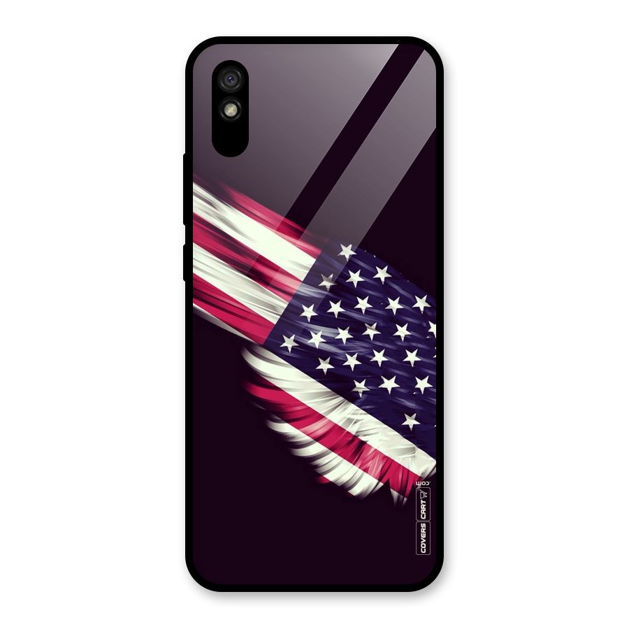 Red And White Stripes Stars Glass Back Case for Redmi 9i