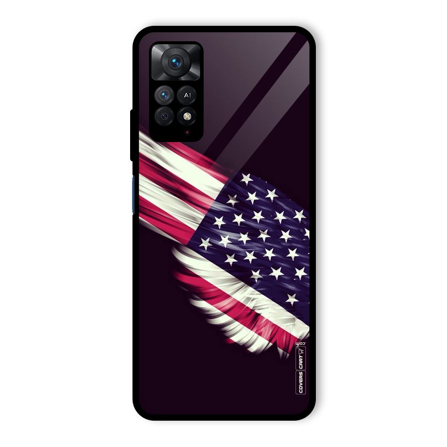 Red And White Stripes Stars Glass Back Case for Redmi Note 11 Pro Plus 5G