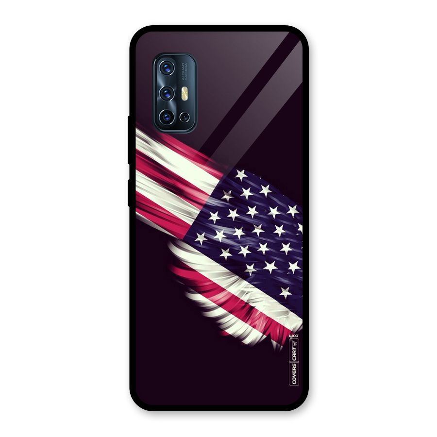 Red And White Stripes Stars Glass Back Case for Vivo V17