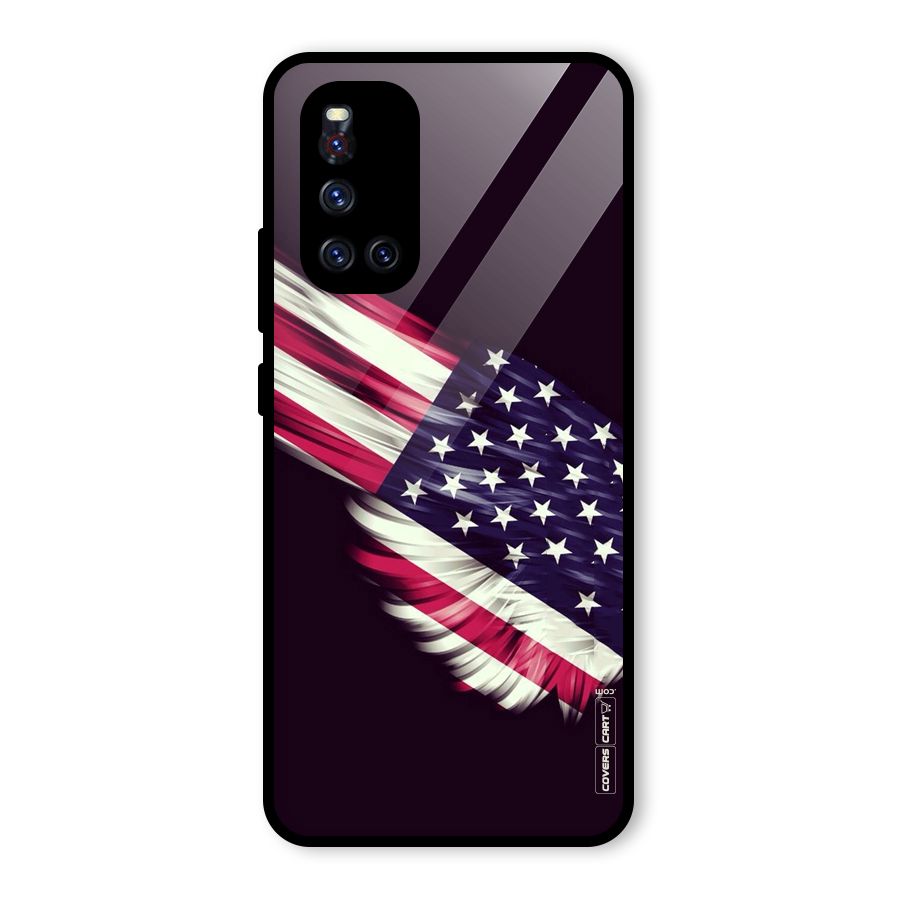 Red And White Stripes Stars Glass Back Case for Vivo V19