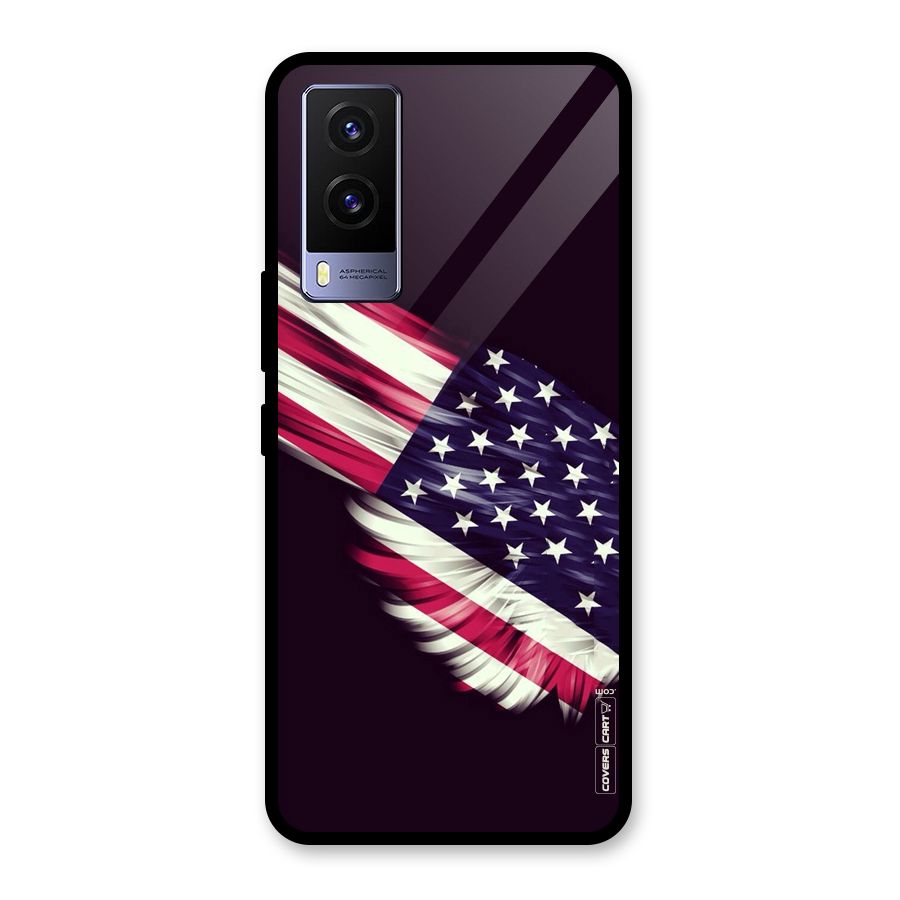 Red And White Stripes Stars Glass Back Case for Vivo V21e 5G