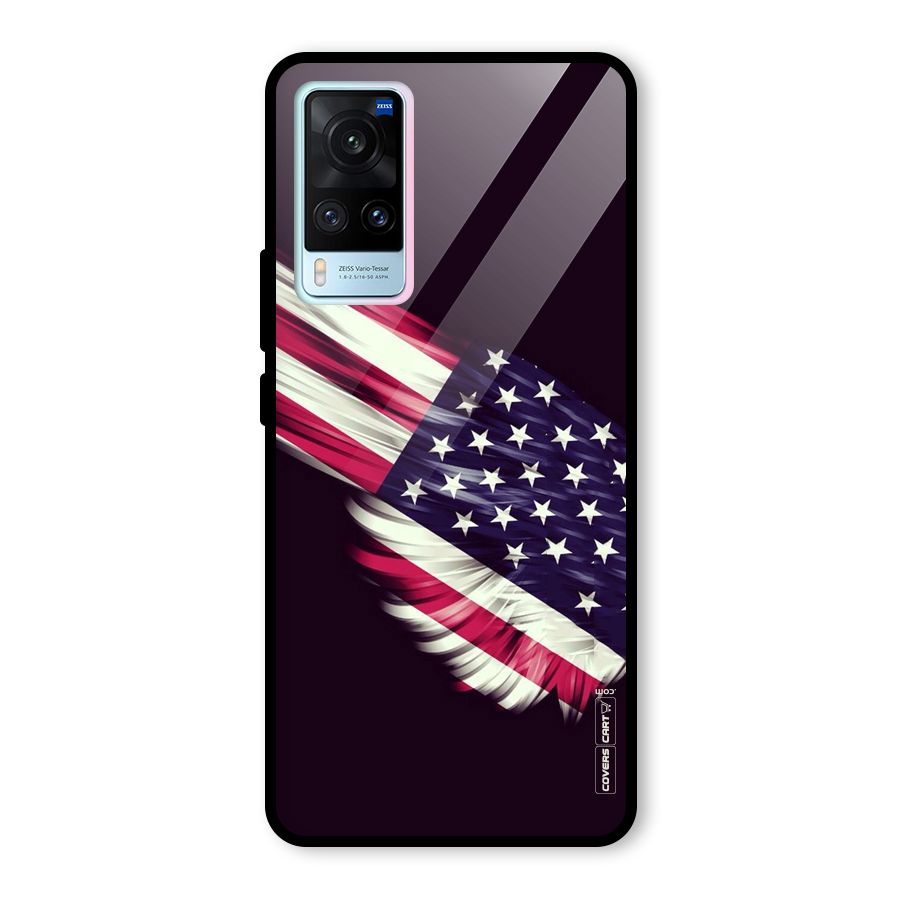 Red And White Stripes Stars Glass Back Case for Vivo X60