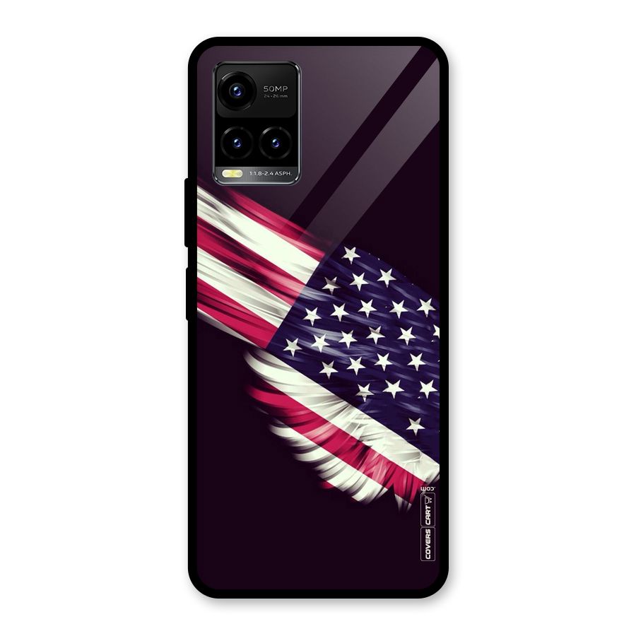 Red And White Stripes Stars Glass Back Case for Vivo Y21T